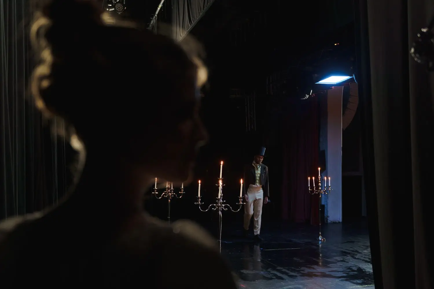 Stage performance viewed from the wings